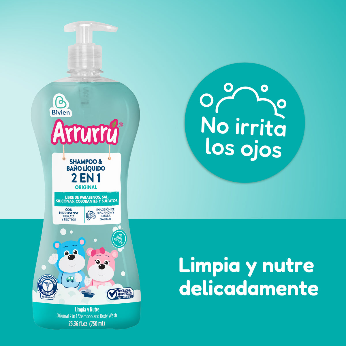 Shampoo & Baño Líquido 2 en 1 Arrurrú Original - 750 ml