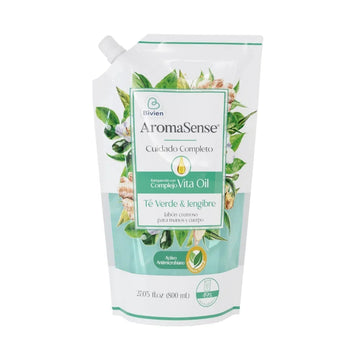 Jabón cremoso Aromasense té verde doypack para manos y pies - 800 ml