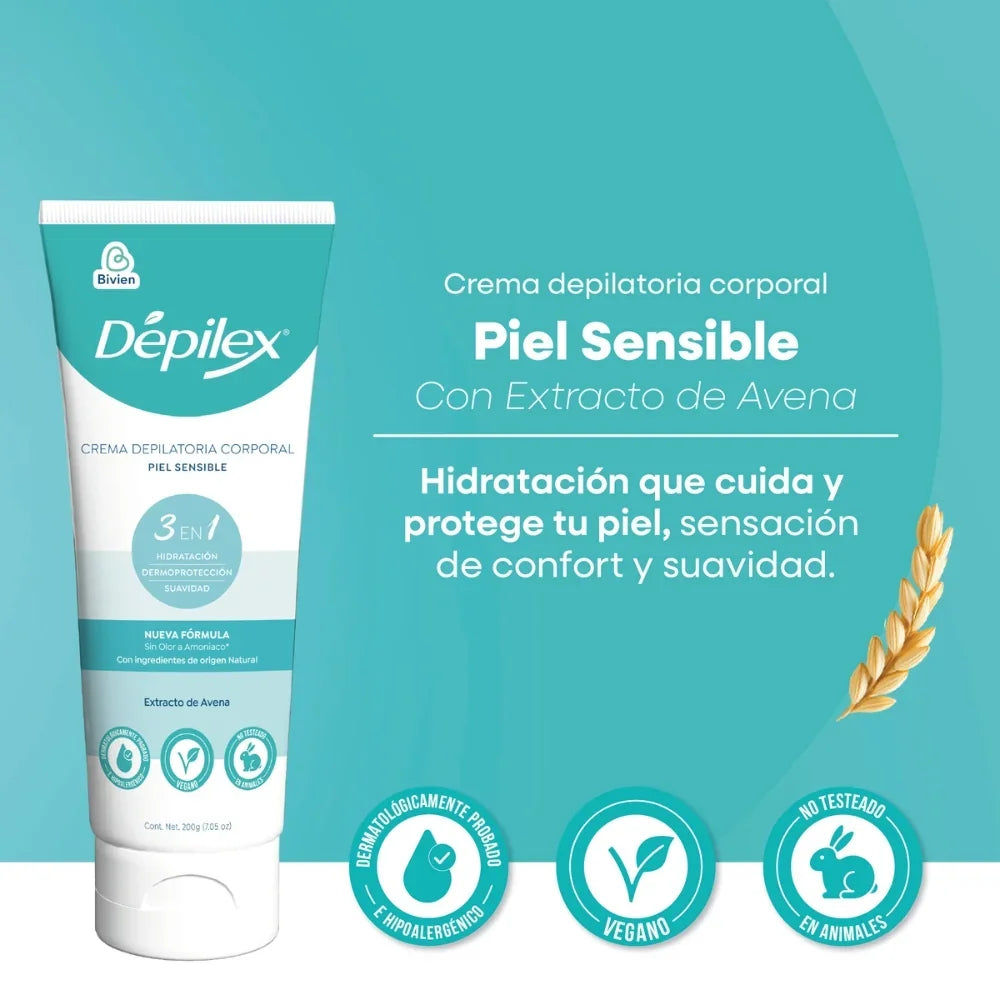 Crema Depilatoria Depilex Corporal Piel Sensible - 200gr