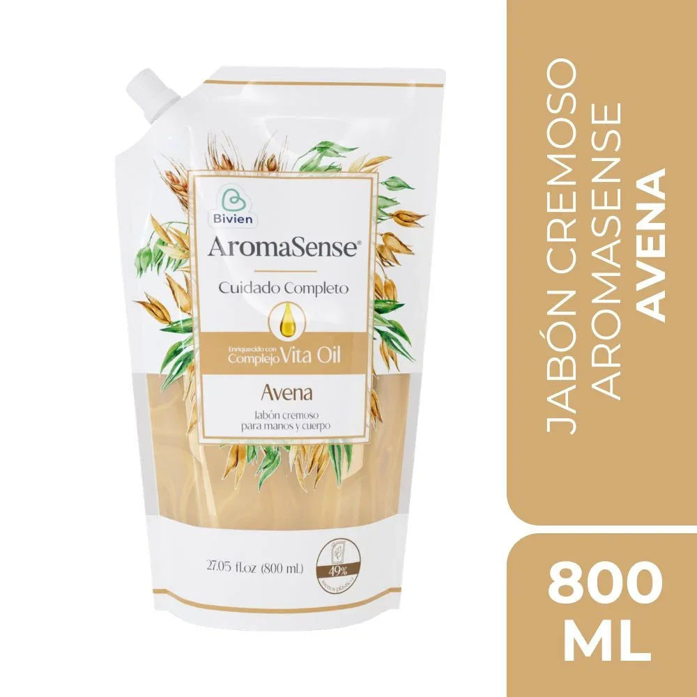 Jabón cremoso Aromasense avena doypack para manos y pies - 800 ml