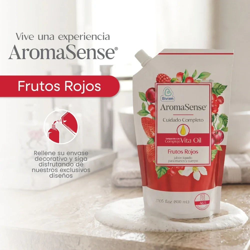 Jabón líquido Aromasense frutos rojos doypack - 800 ml