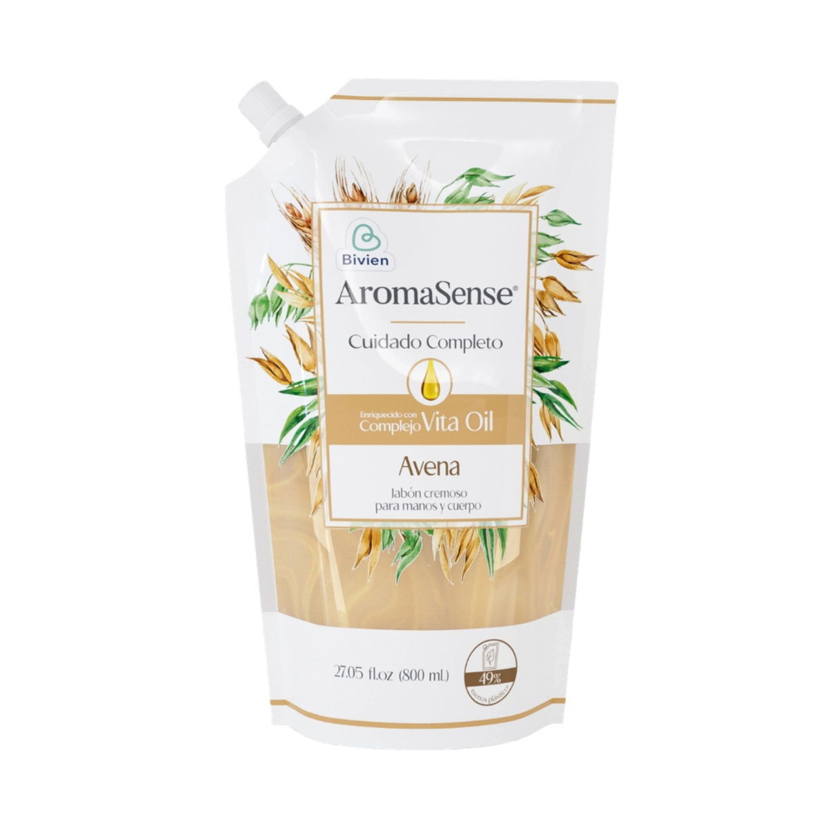Jabón cremoso Aromasense avena doypack para manos y pies - 800 ml