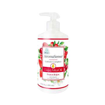 Jabón cremoso Aromasense frutos rojos para manos y cuerpo - 400 ml
