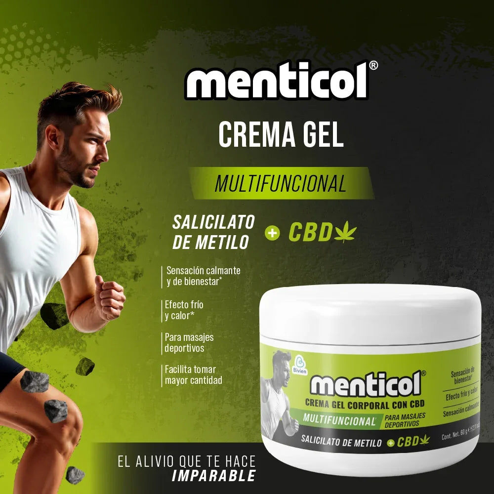 Crema gel corporal Menticol con Cannabis y CBD - 60 gr
