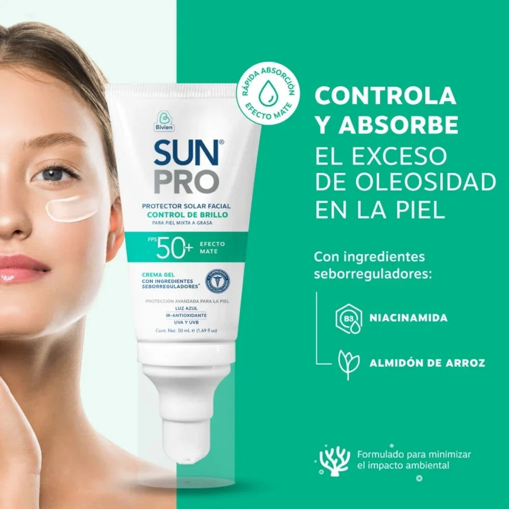 Protector solar facial Sun Pro control brillo SPF 50+ - 50 ml