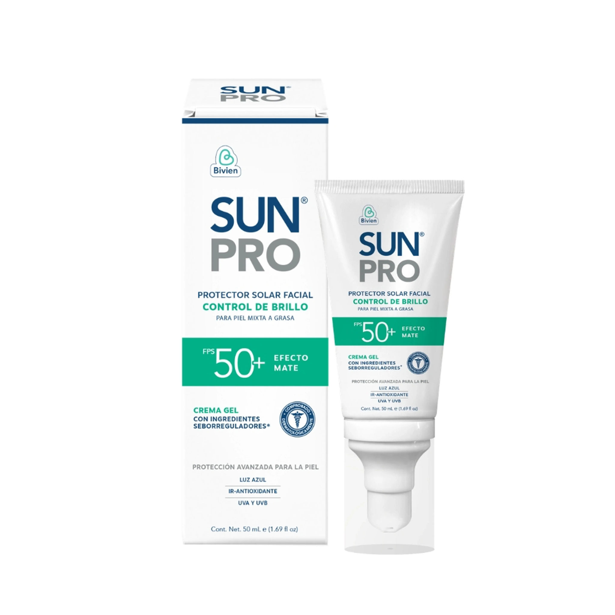 Protector solar facial Sun Pro control brillo SPF 50+ - 50 ml