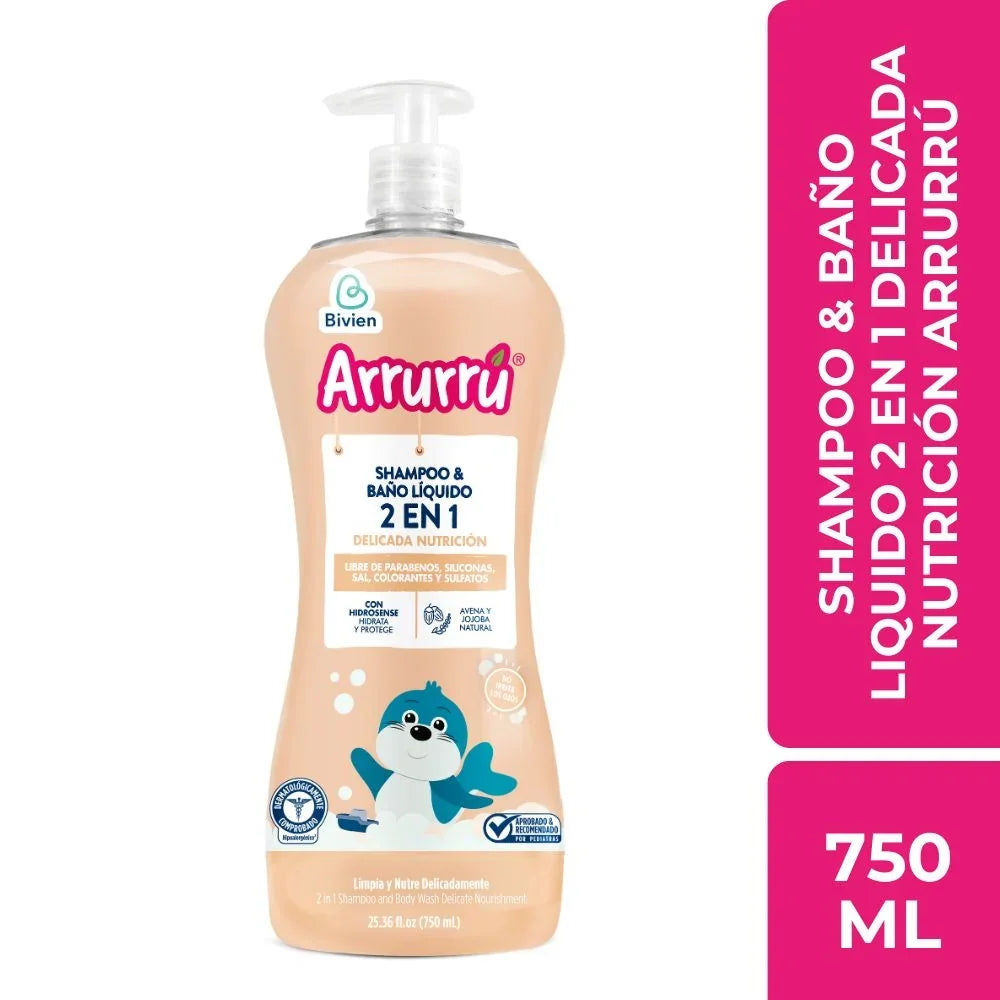 Shampoo Arrurrú baño líquido 2 en 1 delicada nutrición - 750 ml