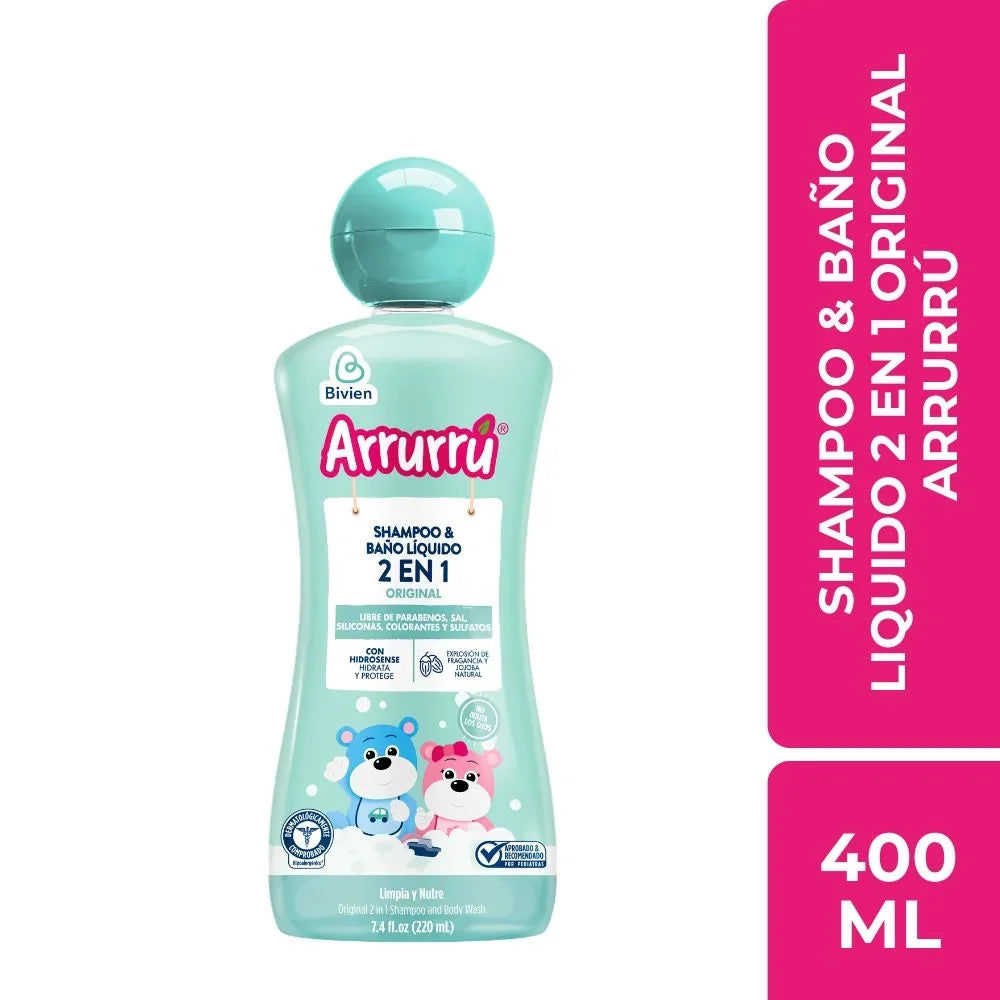 Shampoo Arrurrú shampoo y baño líquido 2 en 1 original - 400 ml