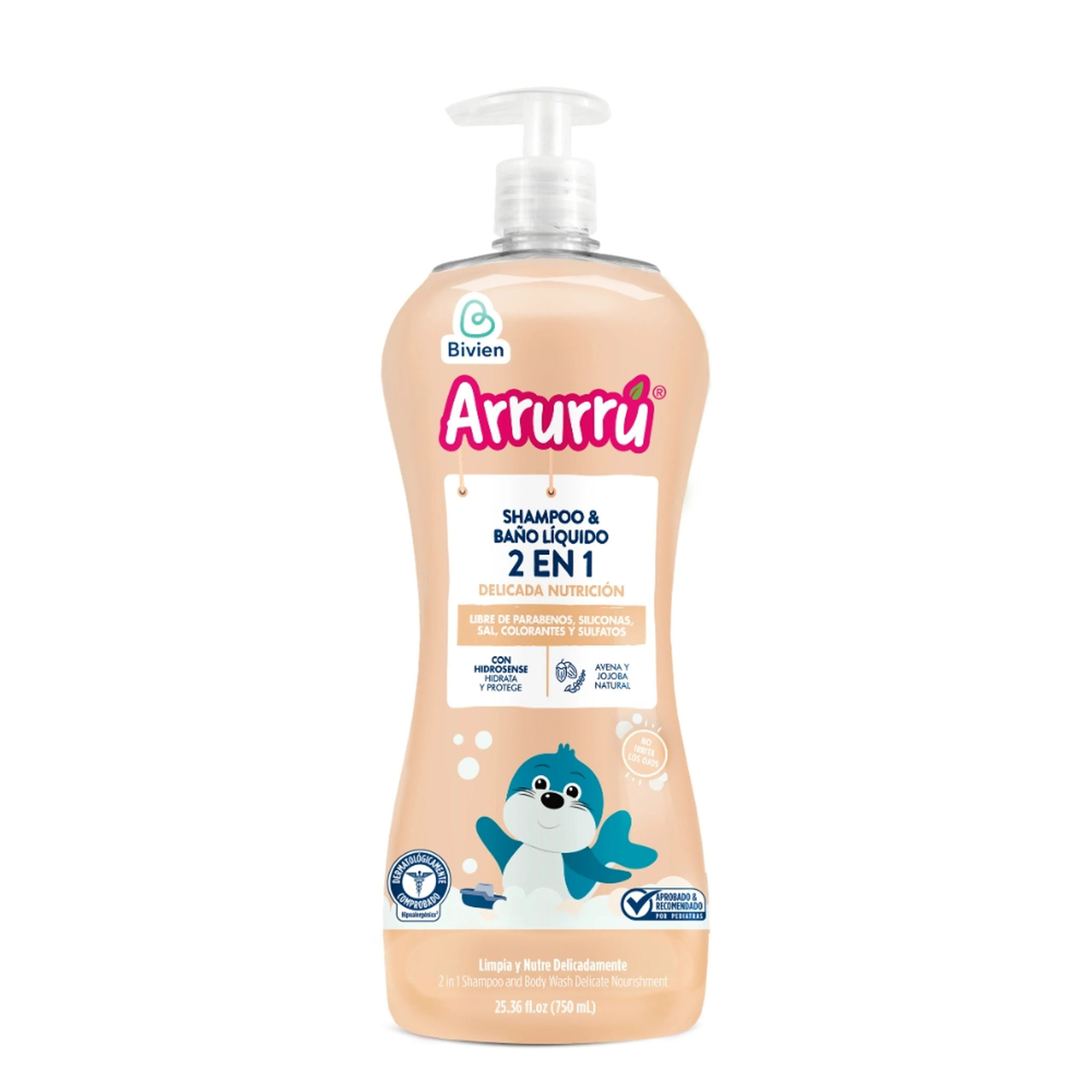Shampoo Arrurrú baño líquido 2 en 1 delicada nutrición - 750 ml