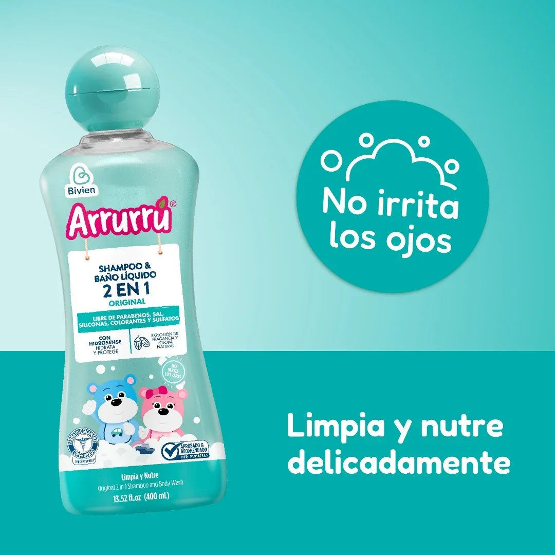 Shampoo Arrurrú shampoo y baño líquido 2 en 1 original - 400 ml