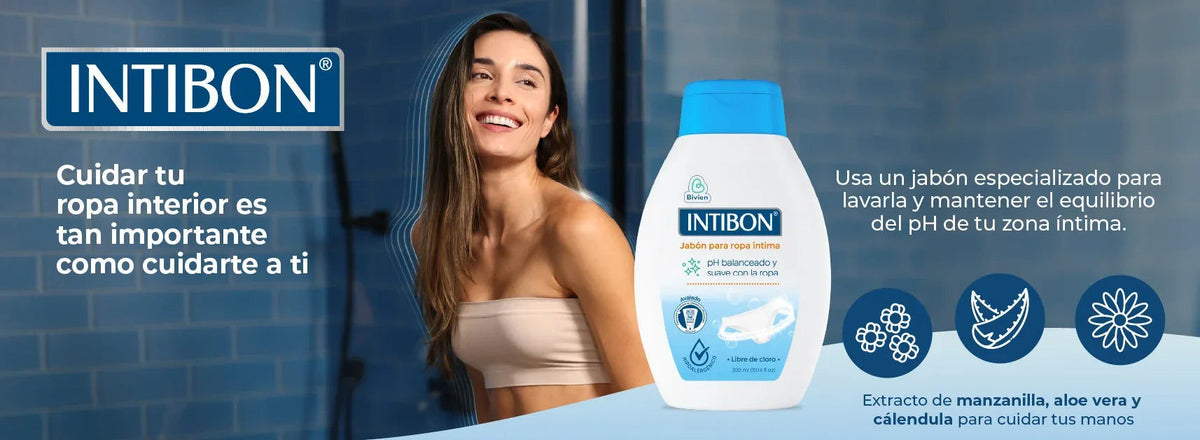 Banner Intibon versión móvil: jabón especializado para ropa íntima con extracto de manzanilla, aloe vera y cálendulaslider_item_hrT8RM