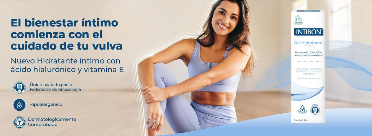 Banner Intibon Gel Hidratante Íntimo versión móvil: cuidado de la vulva con ácido hialurónico, vitamina E y complejo hidratante, avalado por la Federación de Ginecologíaslider_item_Lin644